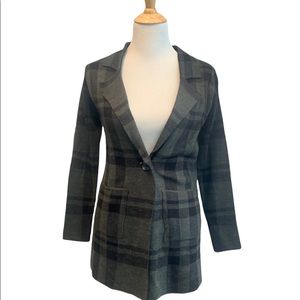Guilty | Black & Grey Plaid Style Single Button Cardigan
